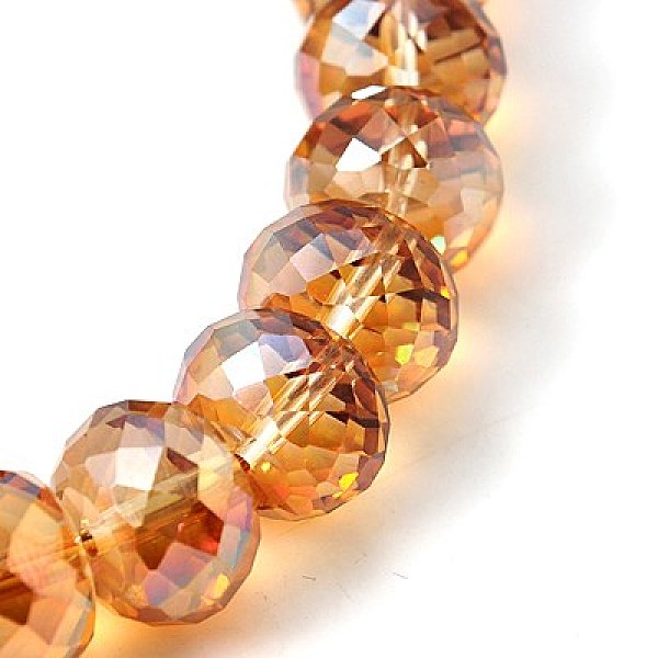 

PandaHall Electorplated Glass Beads, Rainbow Plated, Faceted, Rondelle, Orange Red, 16x10mm Glass Rondelle Red