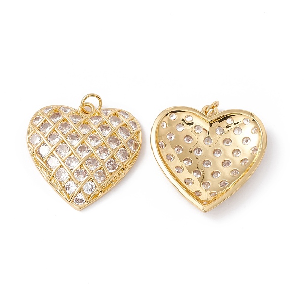 

PandaHall Rack Plating Brass Micro Pave Clear Cubic Zirconia Pendants, with Jump Ring, Cadmium Free & Nickel Free & Lead Free, Heart, Real...