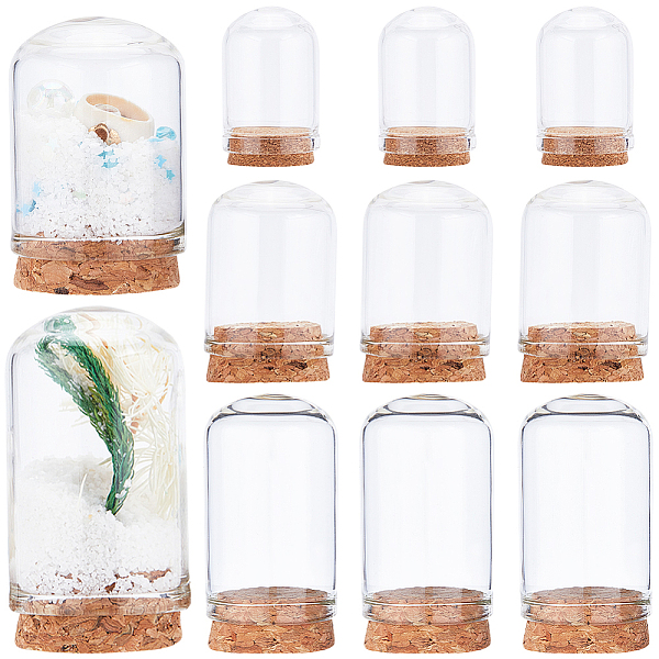 

PandaHall CRASPIRE 26Pcs 3 Size Glass Display Cloche Dome with Cork Base Bell Jar Mini Stand Cover Decorative DIY Vial Terrarium Cabochons..., Clear