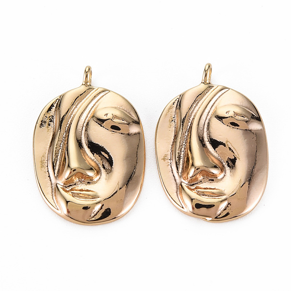 

PandaHall Brass Pendants, Nickel Free, Abstract Face, Real 18K Gold Plated, 21x13.5x3mm, Hole: 1.6mm Brass Others
