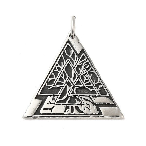 

PandaHall 304 Stainless Steel Manual Polishing Pendants, with Jump Rings, Triangle with Valknut, Antique Silver, 38.5x41.5x2.5mm, Hole: 7mm...