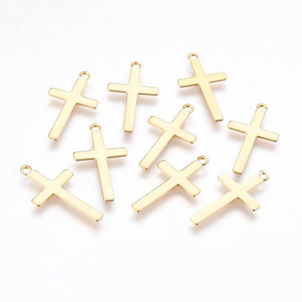 

PandaHall 304 Stainless Steel Pendants, Cross, Golden, 23x12.5x0.7mm, Hole: 1.5mm 304 Stainless Steel Cross
