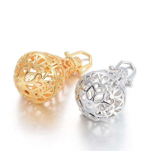 

PandaHall Hollow Brass Cone Cage Pendants, For Chime Ball Pendant Necklaces Making Making, Mixed Color, 36.5x27.5x22mm, Hole: 6x7mm Brass..., Multicolor