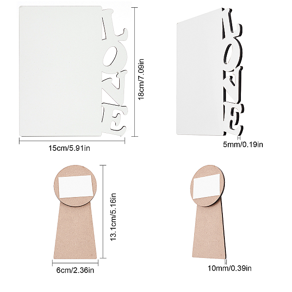 

PandaHall CREATCABIN Sublimation Blanks Photo Frame MDF Hardboard Photo Frame Love Included Stands DIY Personalized Picture, 6x7 inch Fibre..., White