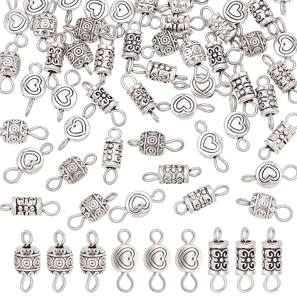 

PandaHall arricraft 60 Pcs Tibetan Style Connector Charms, 3 Styles Mixed Color Alloy Links Charms Assorted Flat Round & Column & Barrel...