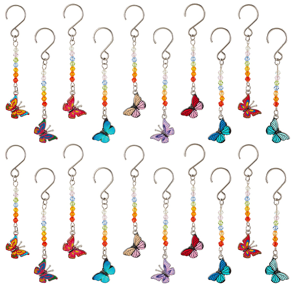 

PandaHall AHANDMAKER 20Pcs Mini Butterfly Ornaments, 10 Colors Butterfly Tree Ornaments with Hooks, Glass Bead Hanging Ornaments with Enamel..., Multicolor