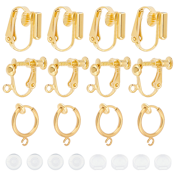 

PandaHall SUNNYCLUE 1 Box 18Pcs Clip on Earrings Findings Earrings Converter Gold Earring Converter Components with Plastic Pad Non Pierced...