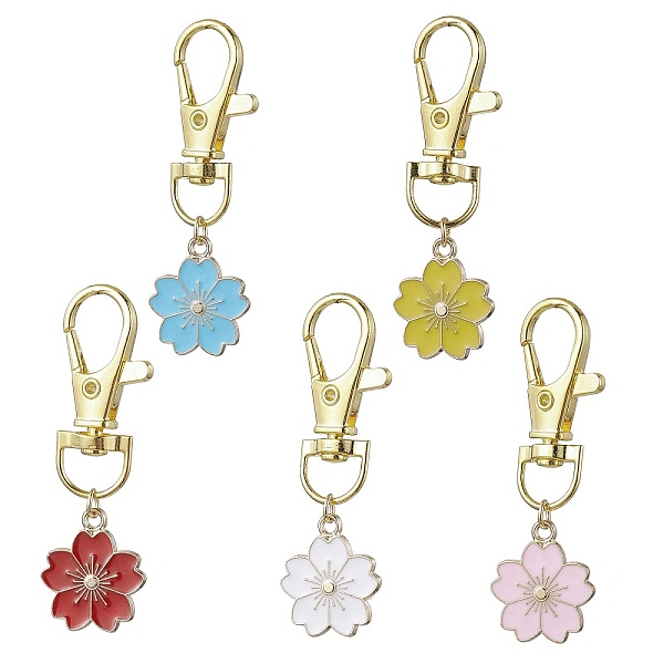 

PandaHall Sakura Flower Alloy Enamel Pendant Decorations, Swivel Lobster Claw Clasps Charm, Mixed Color, 50mm, Flower: 20x17.5x1.5mm..., Multicolor