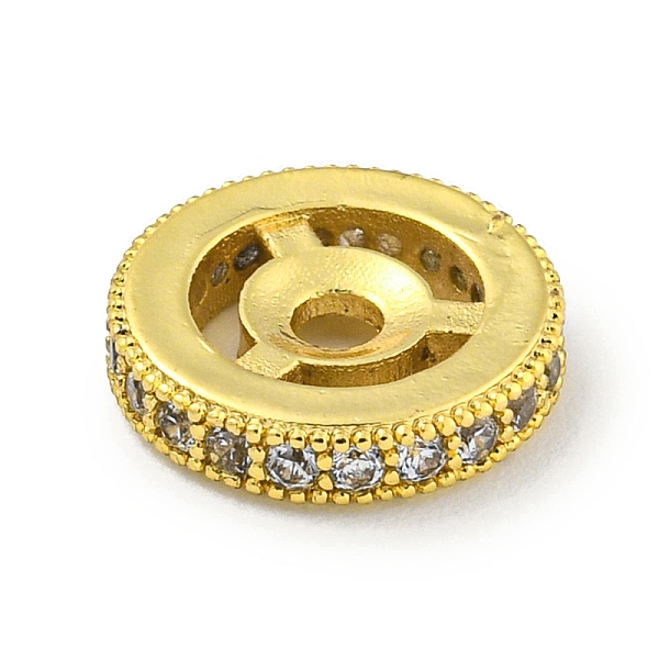 

PandaHall Brass Micro Pave Clear Cubic Zirconia Beads, Flat Round, Golden, 12x2.5mm, Hole: 2.2mm Brass+Cubic Zirconia Flat Round Clear