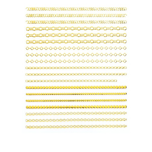 

PandaHall 3D Nail Art Stickers Decals, Gold Stamping, Self-adhesive, for Nail Tips Decorations, Chain Pattern, 90x77mm, Package Size...