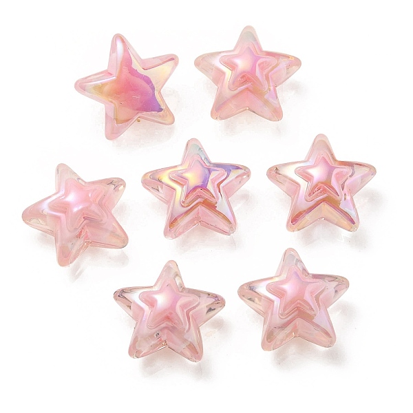 

PandaHall UV Plating Rainbow Iridescent Transparent Acrylic Beads, Two Tone, Star, Pink, 15.5~16x16.5x9.5mm, Hole: 2.6mm Acrylic Star Pink