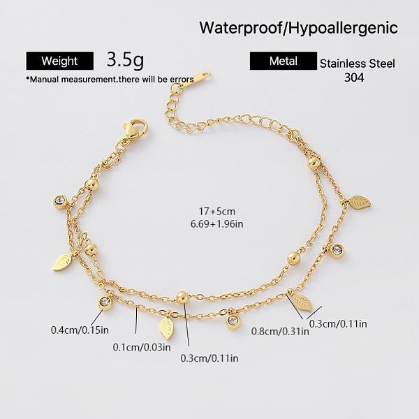 Bracciale a un filo da donna in acciaio inossidabile 304 con ciondoli in pavé di zirconi cubici trasparenti.