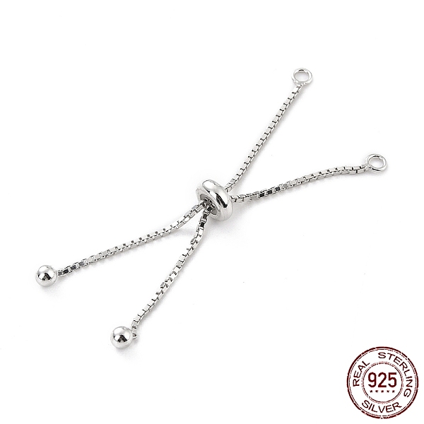 

PandaHall 925 Sterling Silver Box Chain with Stop Beads and Loops, Slider Bracelet Making, for Bracelet Making, Silver, 106mm, Hole: 1.8mm...