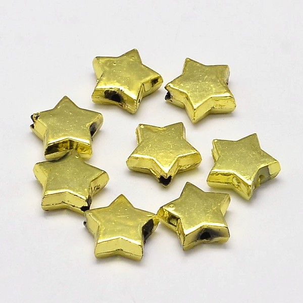 

PandaHall Metallic Plated Star Acrylic Beads, Golden, 11x11x4mm, Hole: 1mm, about 2050pcs/500g Acrylic Star