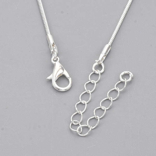 

PandaHall Brass Square Snake Chain Necklace Making, with Lobster Claw Clasps, Silver Color Plated, 18.5 inch(47.2cm), 1mm Brass