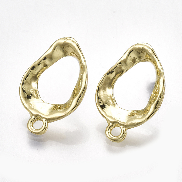 

PandaHall Alloy Stud Earring Findings, with Steel Pins, with Loop, Oval, Light Gold, 21.5x14mm, Hole: 2mm, Pin: 0.7mm Alloy Oval
