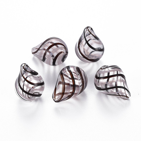 

PandaHall Transparent Handmade Blown Glass Globe Beads, Stripe Pattern, Teardrop, Coconut Brown, 19.5~20.5x14~15mm, Hole: 1~2mm Glass...