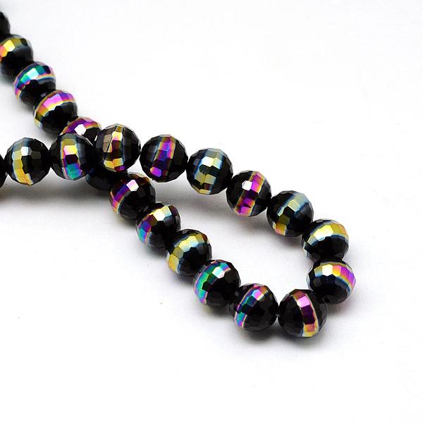 

PandaHall Electroplate Glass Beads Strands, Faceted Round, Black, 10x9.5mm, Hole: 1.5mm, about 32pcs/strand, 11.97 inch(30.4cm) Glass Round...