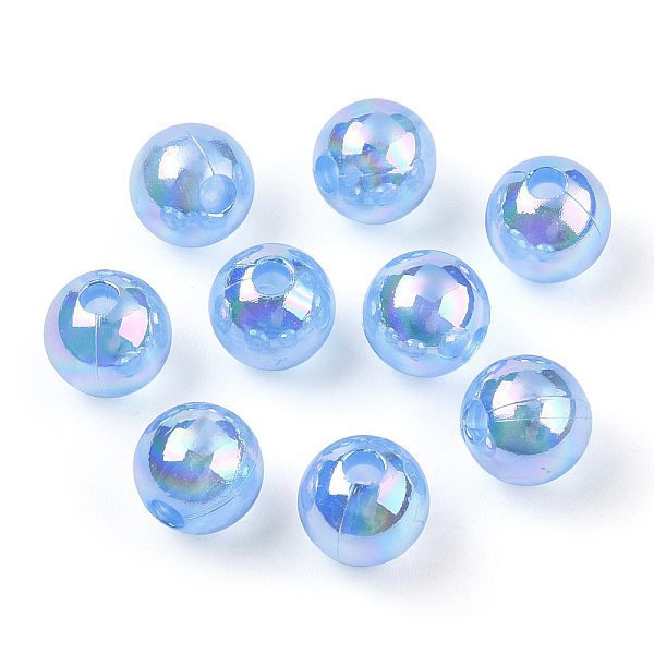 

PandaHall Transparent Acrylic Beads, AB Colors Plated, Round, Cornflower Blue, 8mm, Hole: 2mm, about 2100pcs/500g Acrylic Round