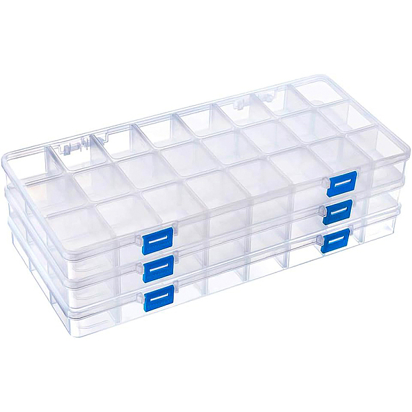 

PandaHall BENECREAT 3 Pack 33x16x3cm 24 Grids Plastic Storage Container Jewellery Box with Adjustable Dividers Large Clear Plastic Bead...