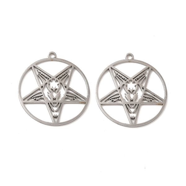 

PandaHall 304 Stainless Steel Pendants, Ring with Star Charm, Stainless Steel Color, 32x29x1.5mm, Hole: 2mm 304 Stainless Steel Ring