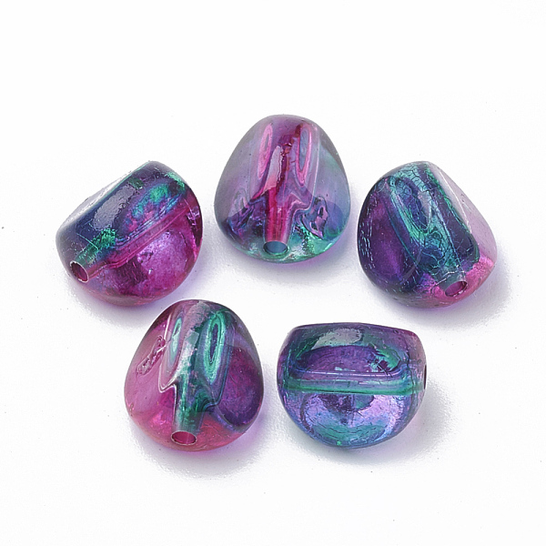 

PandaHall Two Tone Transparent Spray Painted Acrylic Beads, Triangular Prism, Fuchsia, 10x9x8mm, Hole: 1mm, about 1100pcs/500g Acrylic..., Pink