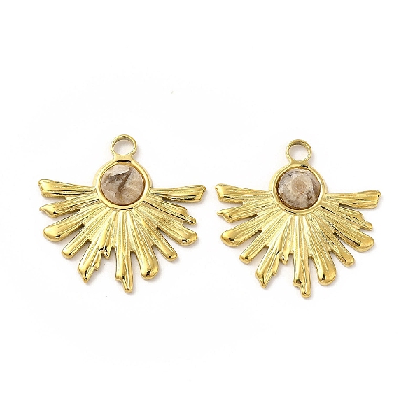 

PandaHall Natural Feldspar Pendants, Faceted Flower Charms, with Vacuum Plating Real 18K Gold Plated 201 Stainless Steel Findings, 25x26x4mm...