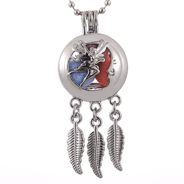 

PandaHall Alloy Diffuser Locket Pendants, with 1~2 Random Color Refill Balls, Excluding Chain, Woven Net/Web with Feather, Dancer, Platinum...