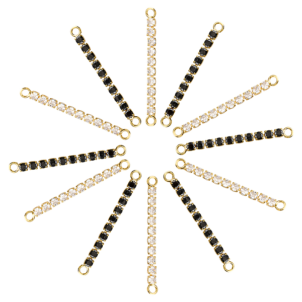 

PandaHall SUPERFINDINGS 12Pcs 2 Colors Brass Micro Pave Cubic Zirconia Links Connectors Rectangle Bar Jewelry Connectors Pendants 41x3mm..., Multicolor