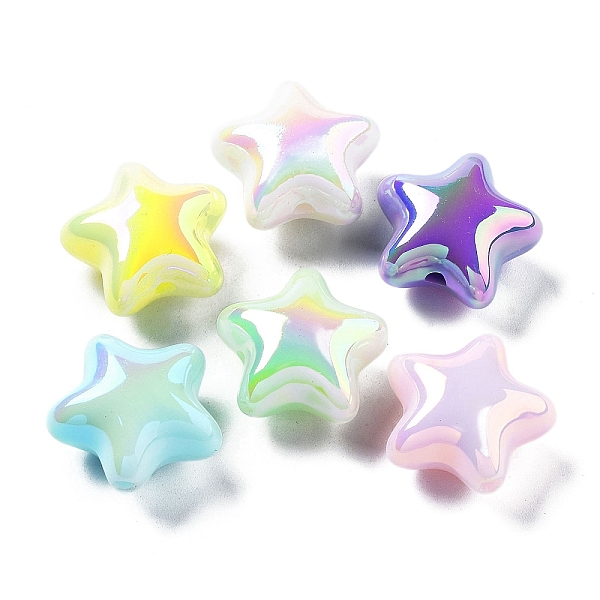 

PandaHall UV Plating Acrylic Beads, Iridescent, Luminous Glow in the Dark, Star, 21.5x23x13mm, Hole: 2.7mm Acrylic Star Multicolor
