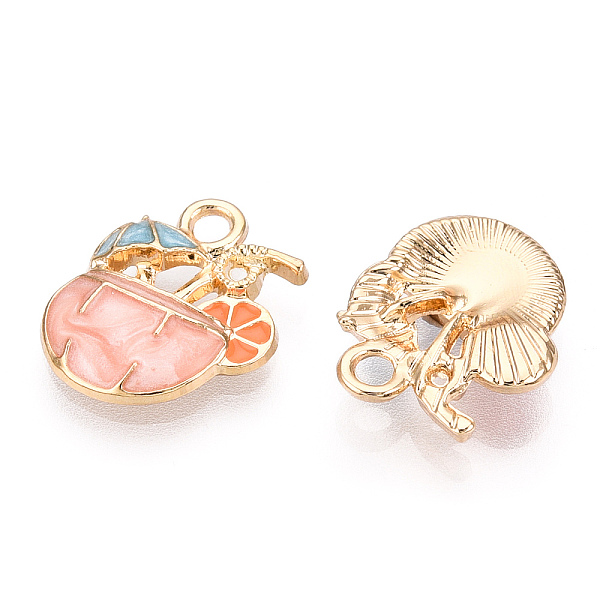 

PandaHall Alloy Enamel Pendants, Cadmium Free & Lead Free, Fruit Juice, Light Gold, Light Salmon, 15.5x12.5x3mm, Hole: 1.8mm Alloy+Enamel..., Pink