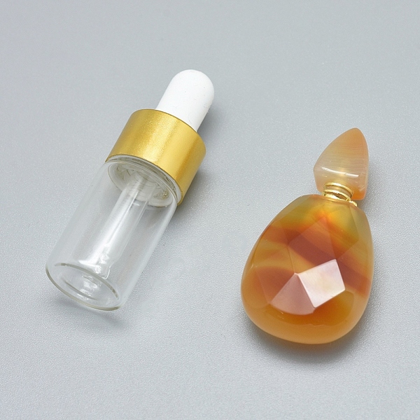 

PandaHall Faceted Natural Agate Openable Perfume Bottle Pendants, with Brass Findings and Glass Essential Oil Bottles, 40~43x21~23x12~13mm...