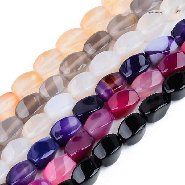 

PandaHall Natural Agate Beads Strands, Mixed Dyed and Undyed, Twist, Mixed Color, 11~12x7~8x7~8mm, Hole: 1.2mm, about 32~33pcs/strand, 14.96..., Multicolor
