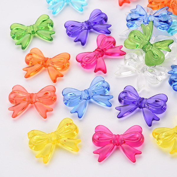 

PandaHall Transparent Acrylic Beads, Bowknot, Mixed Color, 23x29.5x6mm, Hole: 1.6mm Acrylic Bowknot Multicolor