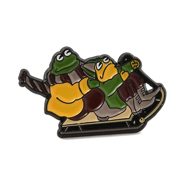

PandaHall Cartoon Frog Zinc Alloy Brooches, Enamel Pins, Black, Goldenrod, 20.5x33.5x1.5mm Alloy+Enamel Frog Gold