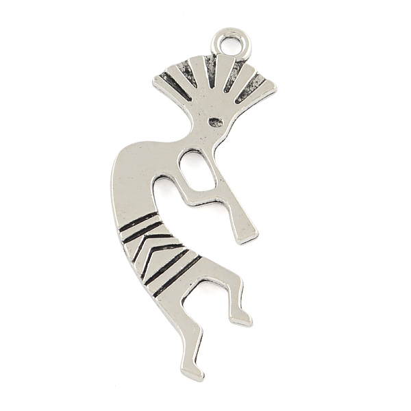 

PandaHall Tibetan Style Alloy Pendants, Cadmium Free & Lead Free, Kokopelli, Antique Silver, 38x16x1.5mm, Hole: 2mm, about 483pcs/1000g...