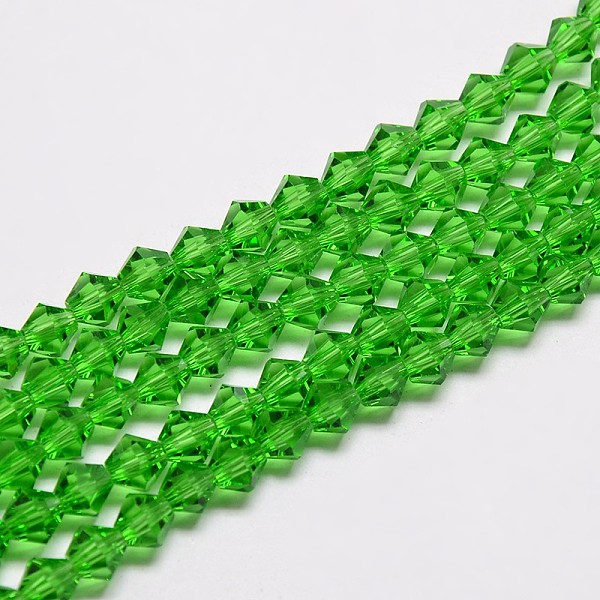 

PandaHall Imitate Austrian Crystal Bicone Glass Beads Strands, Grade AA, Faceted, Spring Green, 5x5mm, Hole: 1mm, about 55pcs/strand, 26cm...