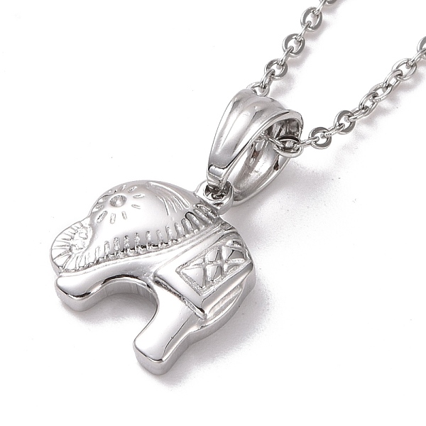 

PandaHall 304 Stainless Steel Elephant Pendant Necklace for Women, Stainless Steel Color, 19.69 inch(50cm) 304 Stainless Steel