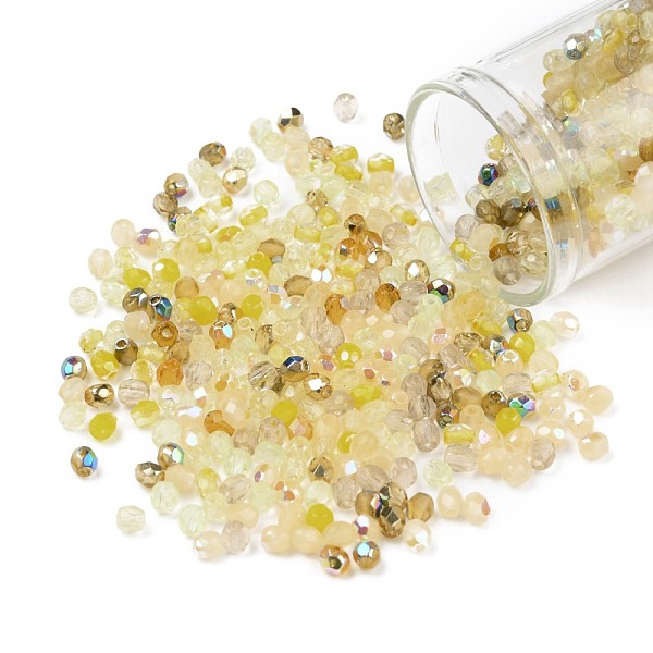 

PandaHall Fire-Polished Czech Glass Beads, Faceted, Ananas, Yellow, 3x3mm, Hole: 0.8mm, about 1440pcs/bag Czech Glass Round Yellow