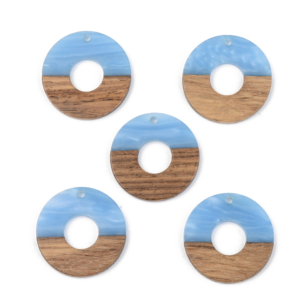

PandaHall Opaque Resin & Walnut Wood Pendants, Flat Round, Cornflower Blue, 28x3mm, Hole: 2mm Resin+Wood Flat Round Blue