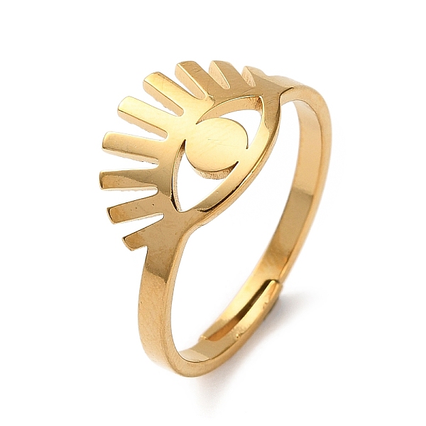 

PandaHall 304 Stainless Steel Hollow Adjustable Rings, Golden, Eye, US Size 6 1/4(16.7mm), Wide: 2~9.5mm 304 Stainless Steel Eye