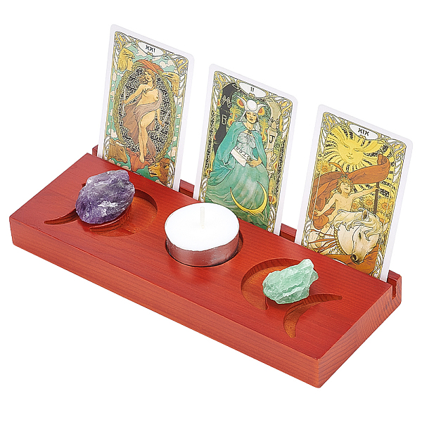 PandaHall Wooden Tarot Card Display Stands, Moon Phase Tarot Holder for Divination, Tarot Decor Tools, Rectangle, Chocolate, 19.9x7.5x2cm...