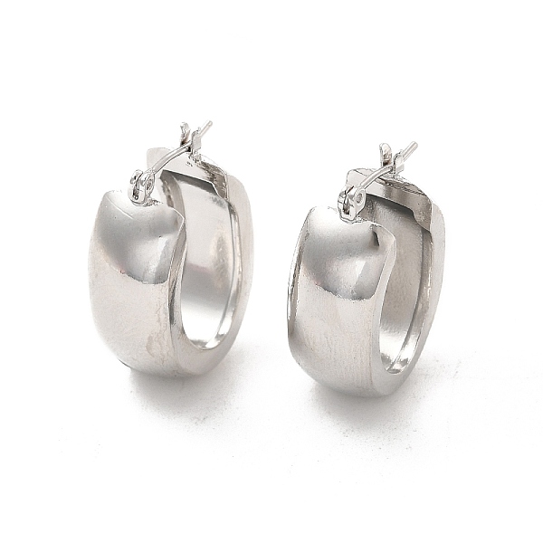 

PandaHall Brass Oval Thick Hoop Earrings for Women, Platinum, 26x18x9mm, Pin: 0.7mm Brass Oval