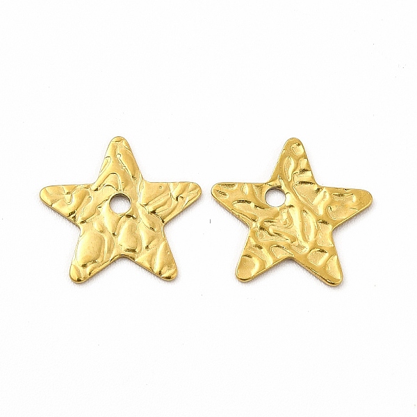 

PandaHall Ion Plating(IP) 304 Stainless Steel Charms, Textured, Star Charm, Real 18K Gold Plated, 11.5x12x0.6mm, Hole: 1.4mm 304 Stainless...