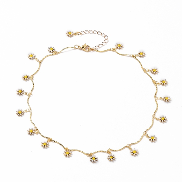 

PandaHall Brass Enamel Flower Pendant Necklaces, with Bar Links and 304 Stainless Steel Lobster Claw Clasps, Yellow, Real 18K Gold Plated...