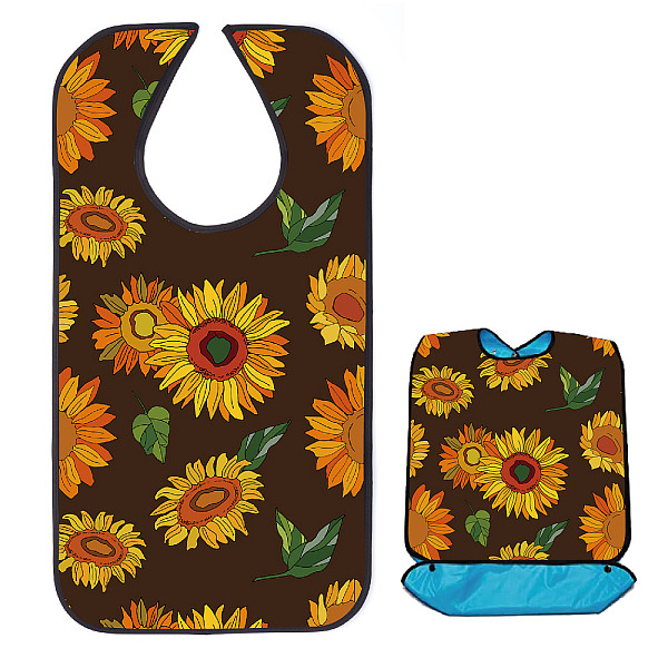 PandaHall Washable Canvas Adult Bibs for Eating, Reusable Eating Cloth for Clothing Protector, Flower Pattern, 860x460mm Cloth Flower