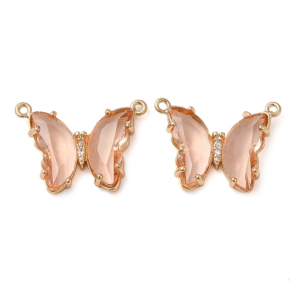 

PandaHall Brass Pave Faceted Glass Connector Charms, Golden Tone Butterfly Links, Light Salmon, 17.5x23x5mm, Hole: 0.9mm Brass+Glass...