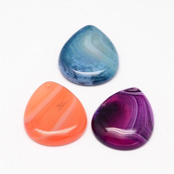 

PandaHall Natural Agate Pendants, teardrop, Dyed, Mixed Color, 30x25x5~6mm, Hole: 1mm Natural Agate Teardrop Multicolor