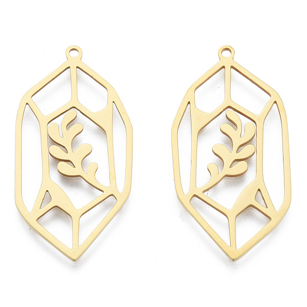 

PandaHall 201 Stainless Steel Pendants, Leaf Charm, Real 18K Gold Plated, 37x19x1mm, Hole: 1.5mm 201 Stainless Steel Leaf