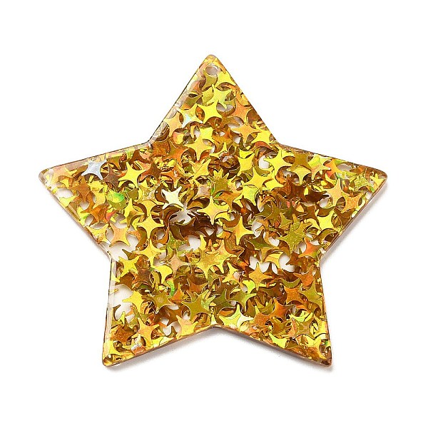 

PandaHall Acrylic with Paillettes Pendants, Star, Goldenrod, 42.5x45.5x2mm, Hole: 1.6mm Acrylic Star Gold